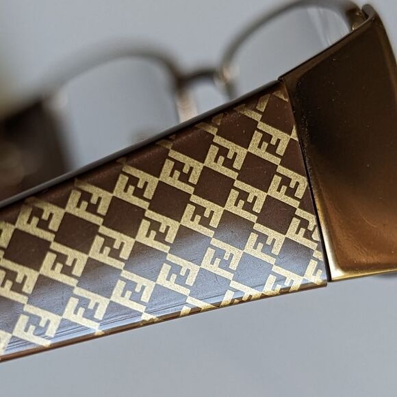 FENDI NWOB Women's Gold & Bronze Brown Logo Eyeglasses Fendi optical frames - Picture 9 of 15
